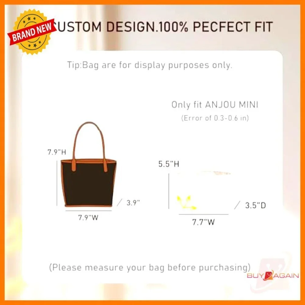 Mini Purse Organizer Insert Lightweight Dupontpaper 5 Pockets YKK Zipper